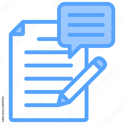 Speech Writing Blue Icon