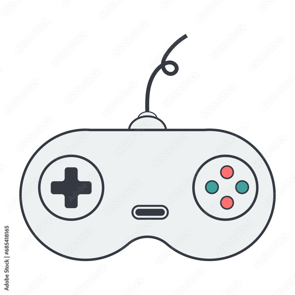 Gamepad controller illustration. Gamepad for a game console in vector. Joystick for the console game. Vector illustration. Gamepad controller illustration. Gamepad for a game console in vector. Joystick for the console game. Vector illustration.