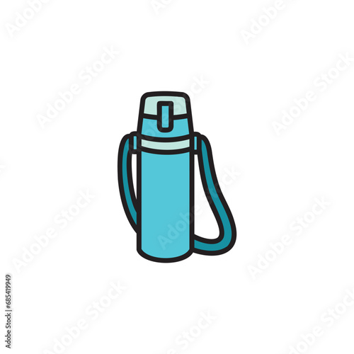 水色のシンプルな水筒のイラスト