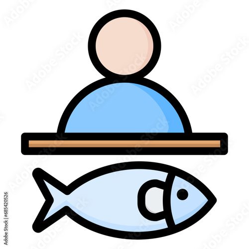 Fishmonger Outline Color Icon