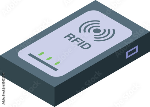 Circuit square tag icon isometric vector. Radio city security. Reader tag