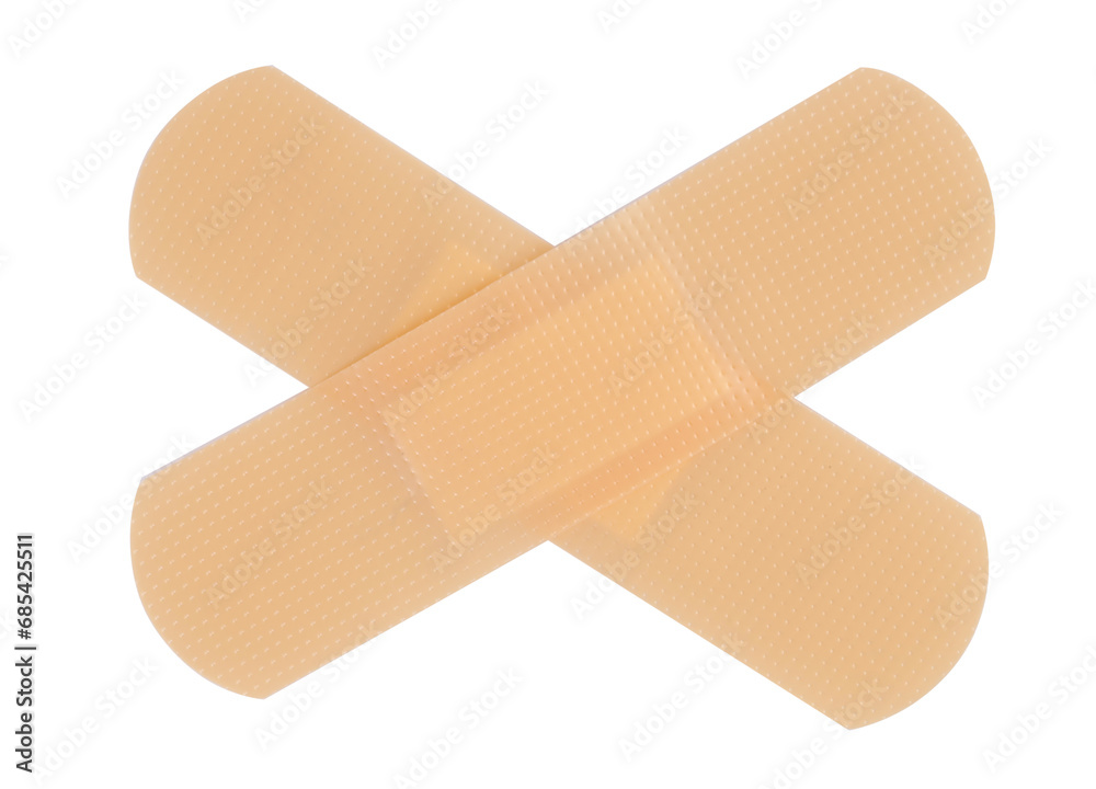 Medical adhesive bandages isolated on white, top view Medical adhesive bandages isolated on white, top view