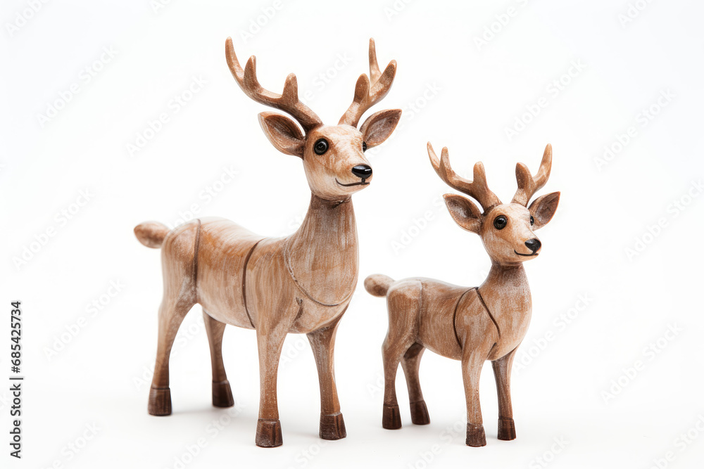 Cute Christmas Reindeer Figurines on a clean white background