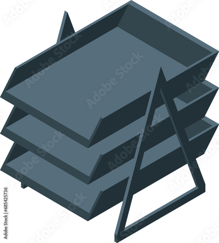 Unit paper tray icon isometric vector. Office screen system. Case shelf desk