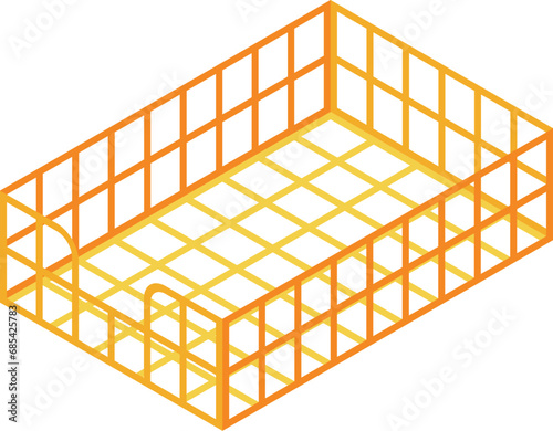 Net metal paper tray icon isometric vector. Office unit case. Basket shelf