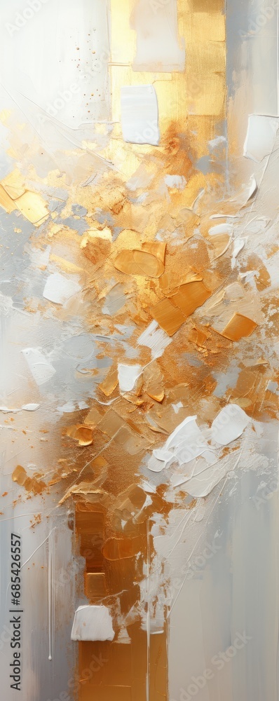 An abstract gold and white illustration with beautiful shapes and light. Generative AI.  - obrazy, fototapety, plakaty 