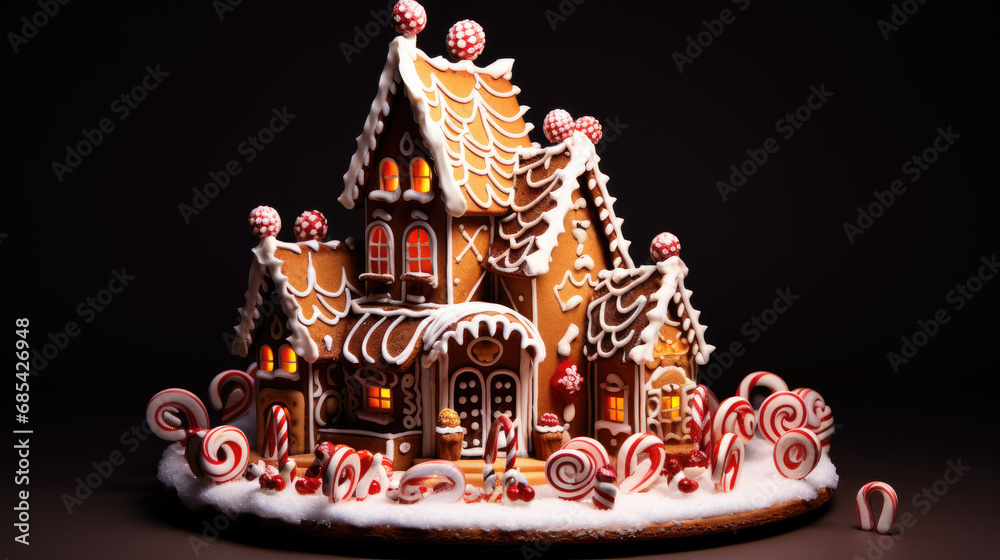 Holiday Gingerbread House, whimsical decoration, festive centerpiece