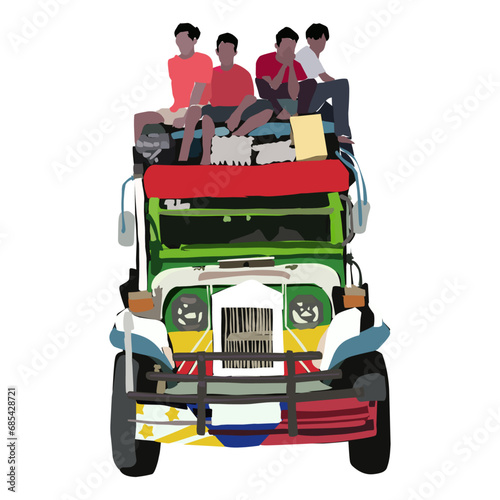 Philippine Jeepney Chariot Ride: Fun and Bustling Traditional Filipino Transport photo