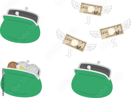 がま口財布のイラストセット