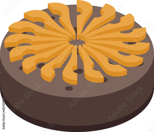 Chocolate pineapple cake icon isometric vector. Cooking fruit calories. Cookery crust fruit