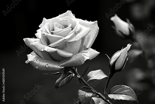white rose on black paper