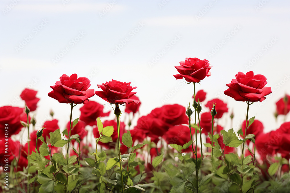 Obraz premium field of roses with white background