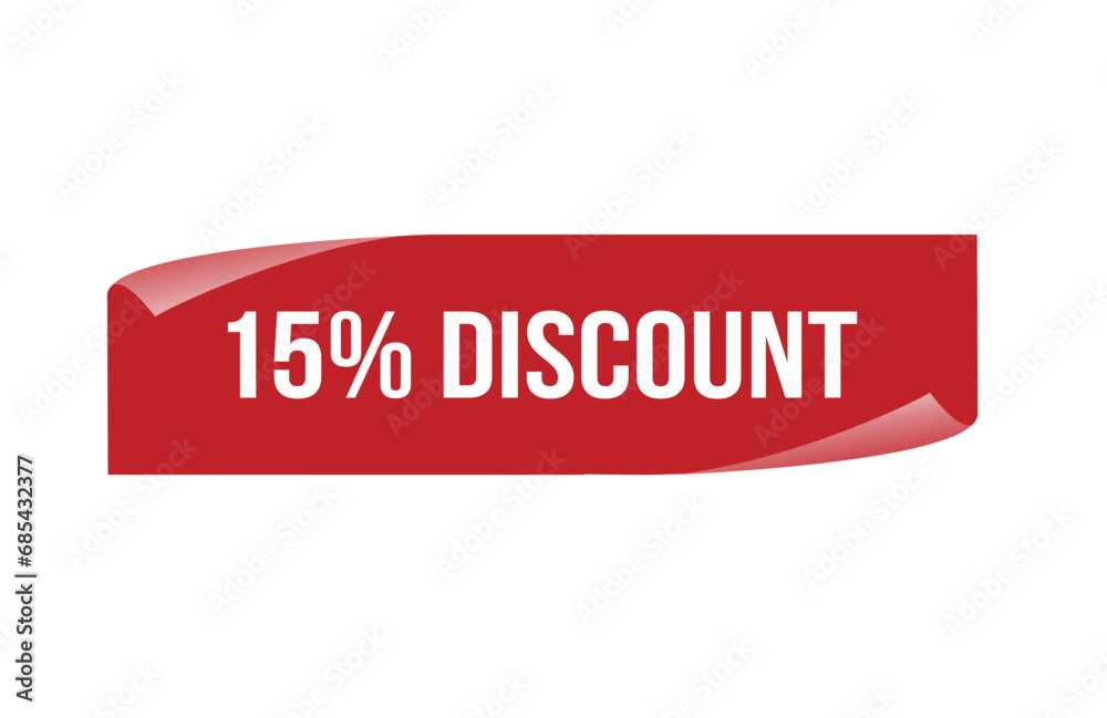 Red banner 15% discount on white background. Red banner 15% discount on white background.