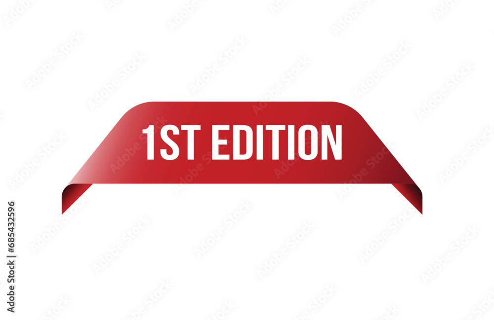 Red banner 1st edition on white background.
