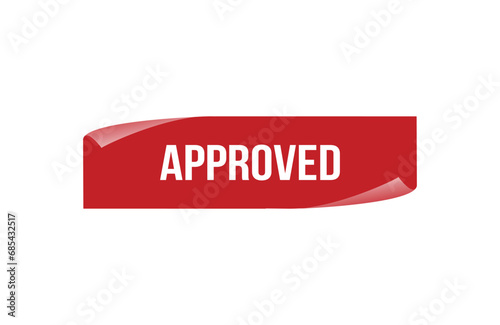 Red banner Approved on white background.