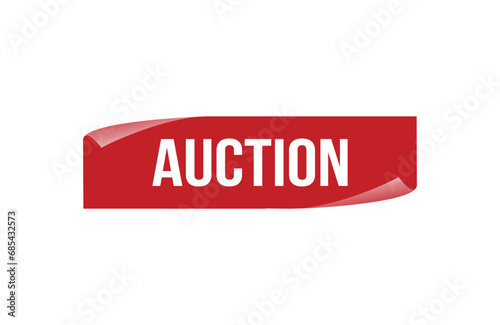 Red banner Auction on white background.