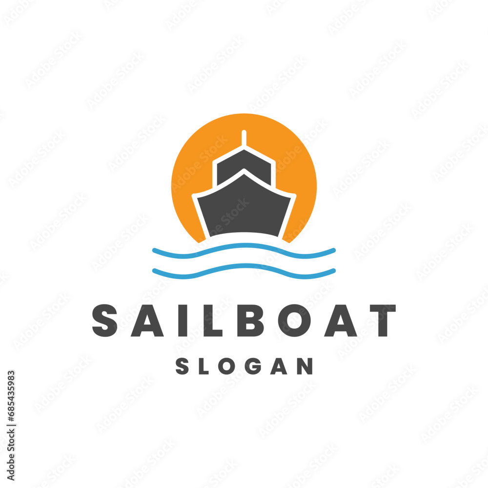 sailboat business logo design vector template.