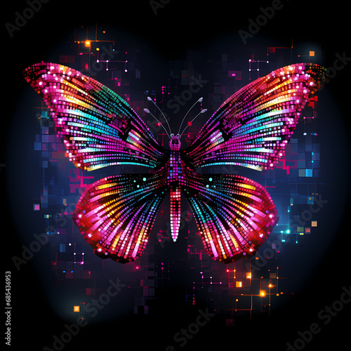a pixelated representation of the butterfly effect in a cosmic realm © Cao