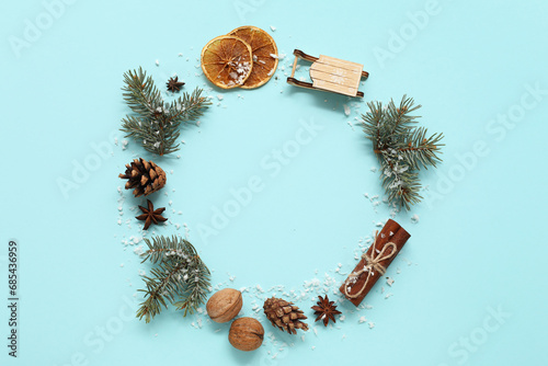 Frame made of fir branches ...