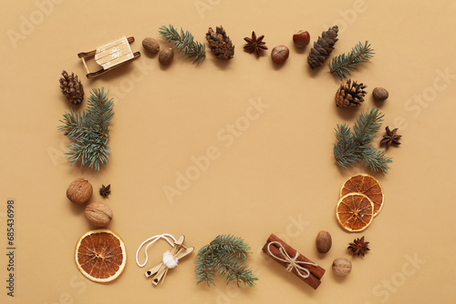 Frame made of fir branches ...