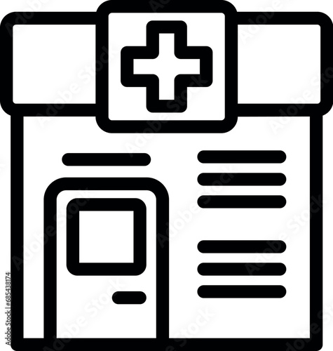 Street shop pharmacy icon outline vector. Fizz aspiring gas. Case aid clinic
