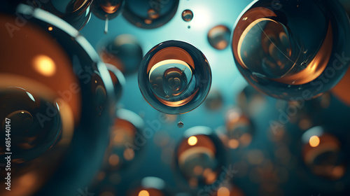 Abstract and fantasy core representation with imaginary worlds in bubbles space