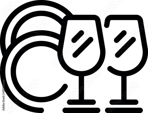 Glass dishwasher icon outline vector. Dishware cleaning. Washing dirty plates