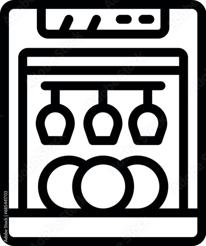 Cleaning dishware machine icon outline vector. Dishwashing detergent tablet. Automatic dishwasher machine