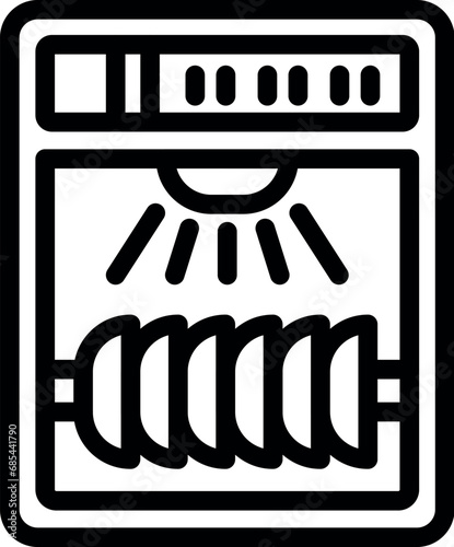 Household dishwasher icon outline vector. Automatic dishware scrubbing. Cleansing substance agent