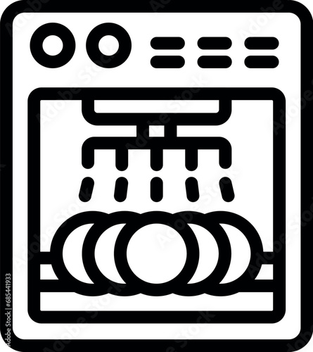 Automatically dishwasher icon outline vector. Household dishwashing machine. Cleaning detergent pod