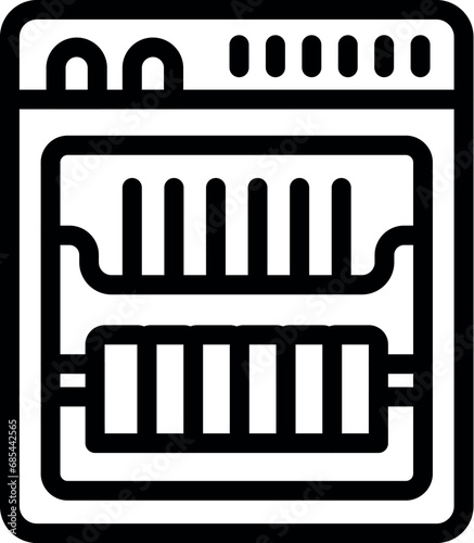 Kitchen dishwasher icon outline vector. Household dishwashing machine. Smart appliance dish washer