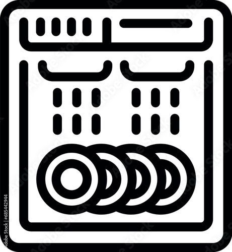 Dishwasher installation icon outline vector. Automatic dish washing. Smart home appliance