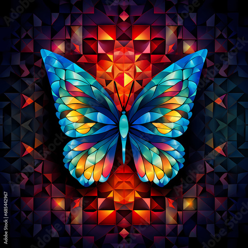 a pattern visualizing the vivid and dynamic effects of the butterfly effect in a quantum-inspired composition
