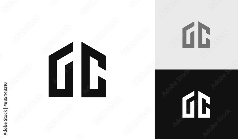 Letter GC initial with house shape logo design Letter GC initial with house shape logo design