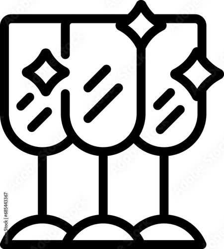 Glowing glasses icon outline vector. Cleaned glass kitchenware. Dishwashing soap detergent