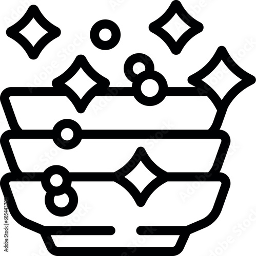 Clean shiny bowls icon outline vector. Washing soiled dishes. Dinnerware washed boards