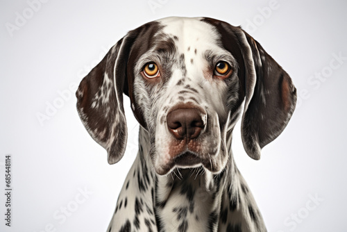 Pointer dog close-up portrait on a white background. photo