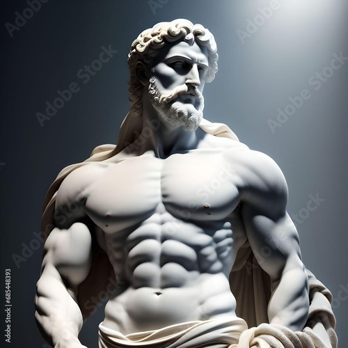 Ancient Greek Style Muscular Statue with Muscular Body Wearing Towel Conceptual Illustration