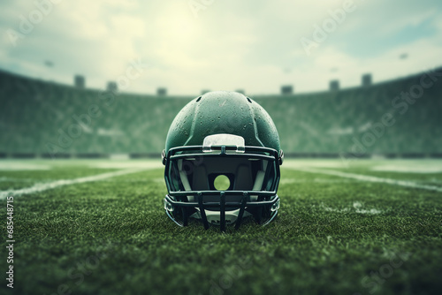 Closeup of american football head gard with stadium background © Golden House Images