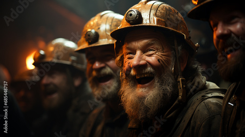 Happy miners who are happy to finish mining. Generative AI