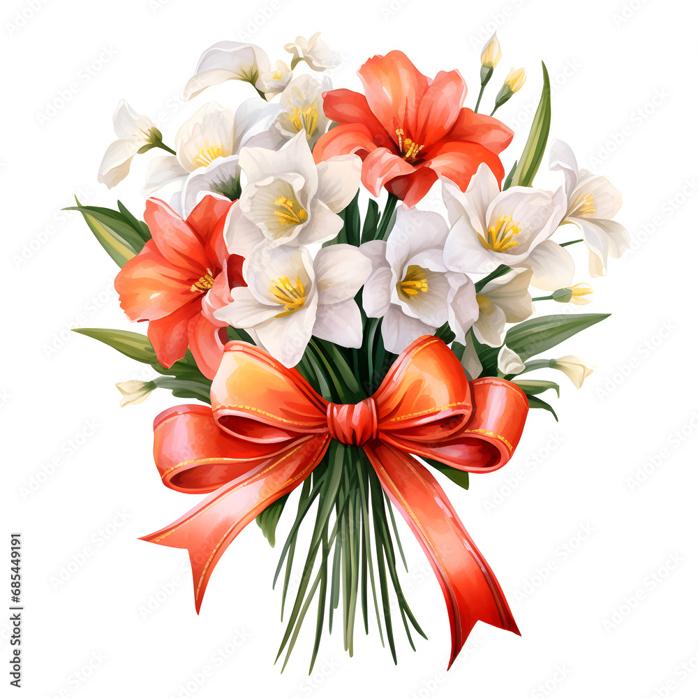 Fototapeta premium Tulips, Flowers, Watercolor illustrations