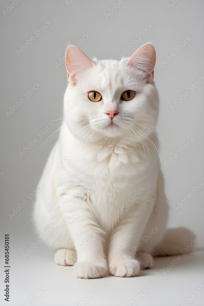 portrait of a white kitten on a white background