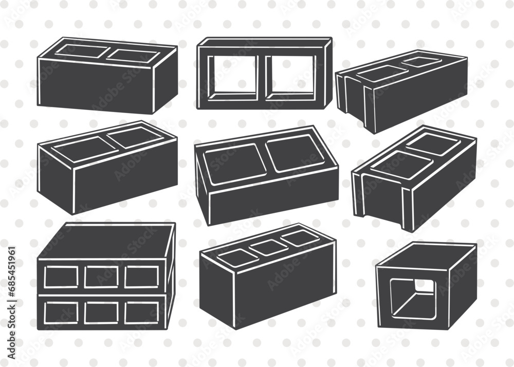 Cinder Block SVG, Cinder Block Clipart, Building Blocks Svg, Concrete ...