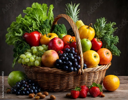 basket with fruits and vegetables  healthy eating  healthy living  eating well  fruits 