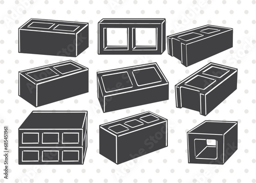Cinder Block SVG, Cinder Block Clipart, Building Blocks Svg, Concrete Blocks Svg, Bricks Svg, Toy Bricks Svg, Building Bricks Svg, Blocks Bundle
