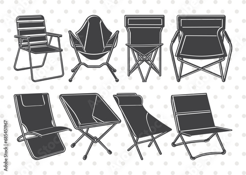 Camping Chair SVG, Chair Clipart, Chair Svg, Beach Chair Svg, Camping Chair Icons Svg, Lawn Chair Svg, Folding Chair Svg, Lake Chair Svg, Camping Chair Bundle photo