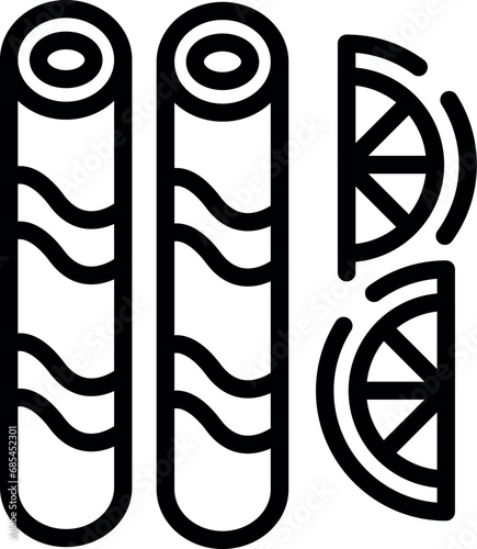 Wafer rolls icon outline vector. Lemon flavor cookie. Bakery creamy product