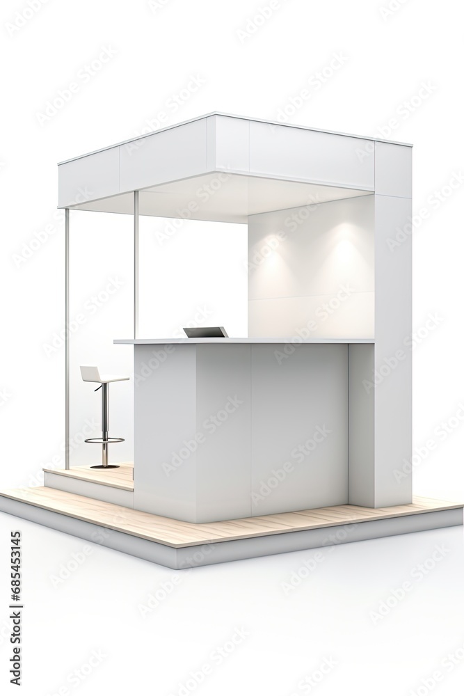 3D kiosk stand booth cart for business product decoration with blank space logo company.isolated over white background.