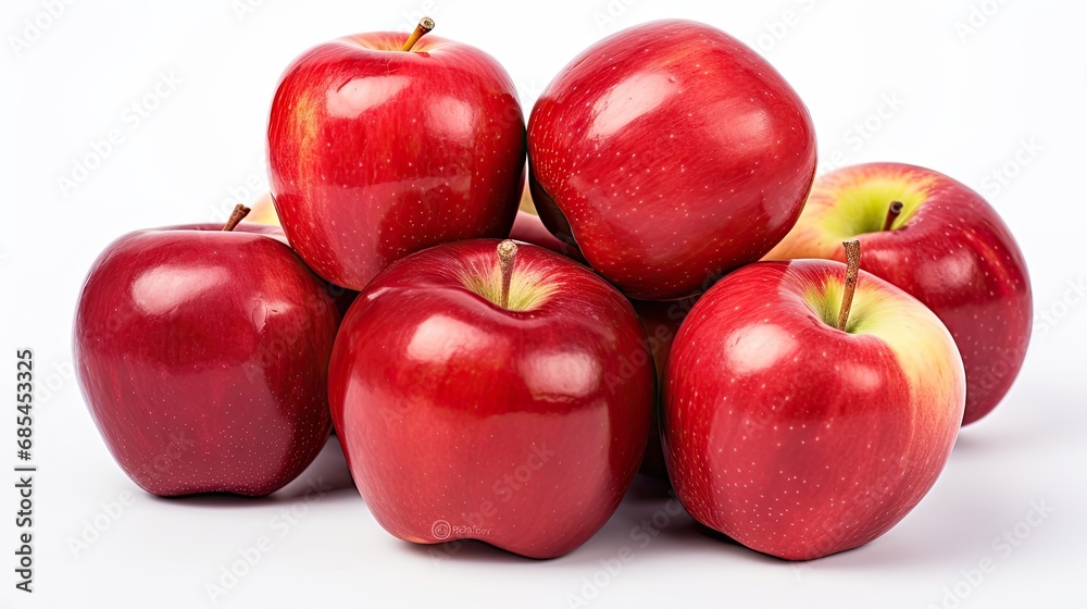 Group of red apples isolated over white background.