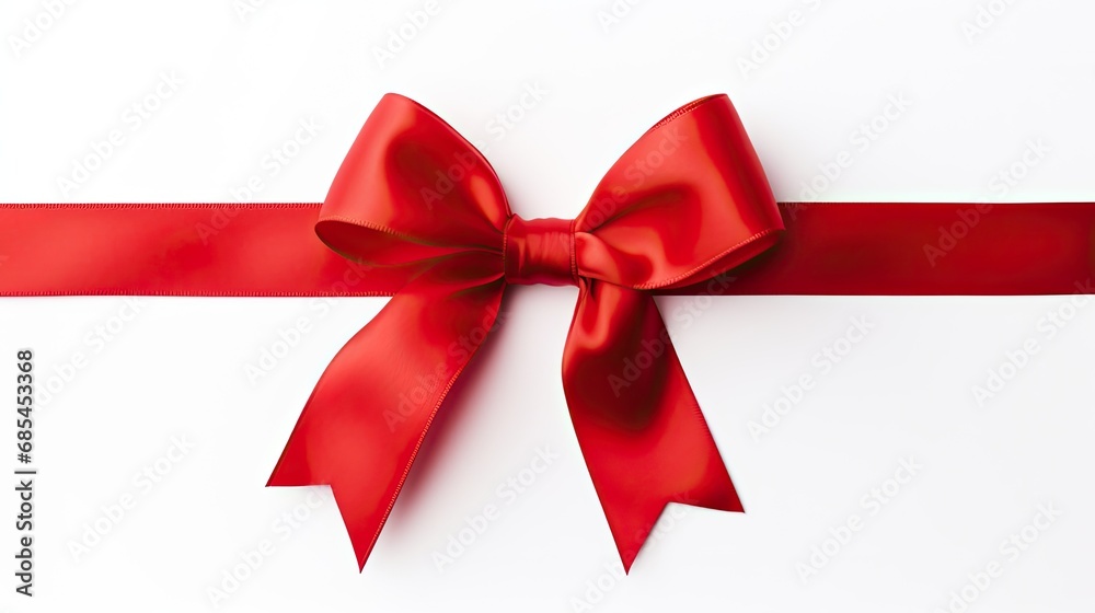 Image of red ribbon with bow isolated over white background. Holiday season decoration Image of red ribbon with bow isolated over white background. Holiday season decoration
